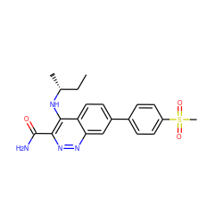 CC[C@@H](C)Nc1c(C(N)=O)nnc2cc(-c3ccc(S(C)(=O)=O)cc3)ccc12 ZINC000095592975