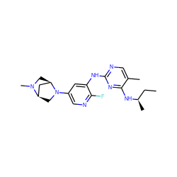 CC[C@@H](C)Nc1nc(Nc2cc(N3C[C@@H]4C[C@H]3CN4C)cnc2F)ncc1C ZINC001772572858