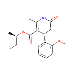 CC[C@@H](C)OC(=O)C1=C(C)NC(=O)C[C@@H]1c1ccccc1OC ZINC000004119196