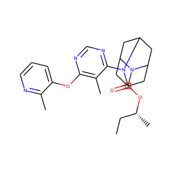 CC[C@@H](C)OC(=O)N1C2CC3CC1CC(C2)N3c1ncnc(Oc2cccnc2C)c1C ZINC000095596869