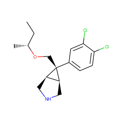 CC[C@@H](C)OC[C@@]1(c2ccc(Cl)c(Cl)c2)[C@H]2CNC[C@H]21 ZINC000101944897