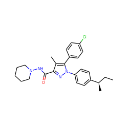 CC[C@@H](C)c1ccc(-n2nc(C(=O)NN3CCCCC3)c(C)c2-c2ccc(Cl)cc2)cc1 ZINC000013472866