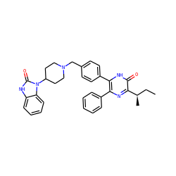 CC[C@@H](C)c1nc(-c2ccccc2)c(-c2ccc(CN3CCC(n4c(=O)[nH]c5ccccc54)CC3)cc2)[nH]c1=O ZINC000014957929