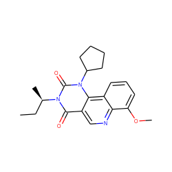 CC[C@@H](C)n1c(=O)c2cnc3c(OC)cccc3c2n(C2CCCC2)c1=O ZINC000117790765