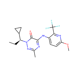 CC[C@@H](C1CC1)n1nc(C)nc(Nc2ccc(OC)nc2C(F)(F)F)c1=O ZINC000049036429