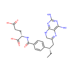 CC[C@@H](CC1=Nc2c(N)nc(N)nc2NC1)c1ccc(C(=O)N[C@@H](CCC(=O)O)C(=O)O)cc1 ZINC000026002850