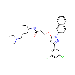 CC[C@@H](CCCN(CC)CC)NC(=O)CCOc1cc(-c2cc(Cl)cc(Cl)c2)nn1-c1ccc2ccccc2c1 ZINC000028887337