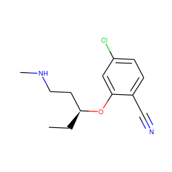 CC[C@@H](CCNC)Oc1cc(Cl)ccc1C#N ZINC000034028234