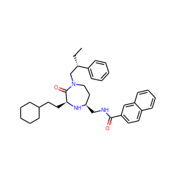 CC[C@@H](CN1CC[C@@H](CNC(=O)c2ccc3ccccc3c2)N[C@@H](CCC2CCCCC2)C1=O)c1ccccc1 ZINC001772657179