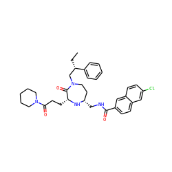 CC[C@@H](CN1CC[C@H](CNC(=O)c2ccc3cc(Cl)ccc3c2)N[C@H](CCC(=O)N2CCCCC2)C1=O)c1ccccc1 ZINC000207804038