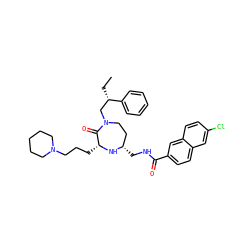 CC[C@@H](CN1CC[C@H](CNC(=O)c2ccc3cc(Cl)ccc3c2)N[C@H](CCCN2CCCCC2)C1=O)c1ccccc1 ZINC000216550408