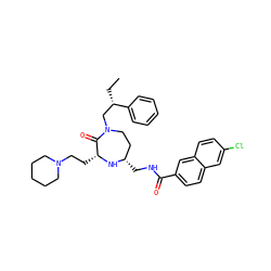 CC[C@@H](CN1CC[C@H](CNC(=O)c2ccc3cc(Cl)ccc3c2)N[C@H](CCN2CCCCC2)C1=O)c1ccccc1 ZINC000118680718