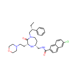 CC[C@@H](CN1CC[C@H](CNC(=O)c2ccc3cc(Cl)ccc3c2)N[C@H](CCN2CCOCC2)C1=O)c1ccccc1 ZINC000206919594