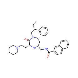 CC[C@@H](CN1CC[C@H](CNC(=O)c2ccc3ccccc3c2)N[C@H](CCN2CCCCC2)C1=O)c1ccccc1 ZINC000207926416