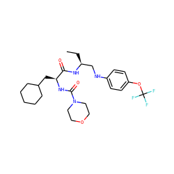 CC[C@@H](CNc1ccc(OC(F)(F)F)cc1)NC(=O)[C@H](CC1CCCCC1)NC(=O)N1CCOCC1 ZINC000014971978