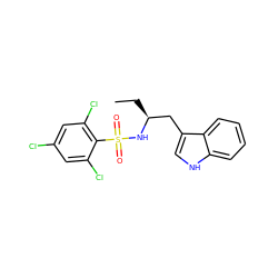 CC[C@@H](Cc1c[nH]c2ccccc12)NS(=O)(=O)c1c(Cl)cc(Cl)cc1Cl ZINC000028820725