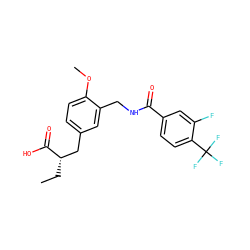 CC[C@@H](Cc1ccc(OC)c(CNC(=O)c2ccc(C(F)(F)F)c(F)c2)c1)C(=O)O ZINC000028569401