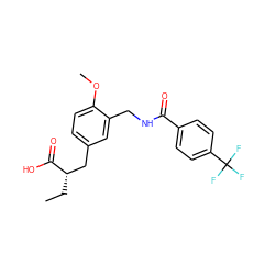 CC[C@@H](Cc1ccc(OC)c(CNC(=O)c2ccc(C(F)(F)F)cc2)c1)C(=O)O ZINC000012358321