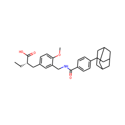 CC[C@@H](Cc1ccc(OC)c(CNC(=O)c2ccc(C34CC5CC(CC(C5)C3)C4)cc2)c1)C(=O)O ZINC000029127281