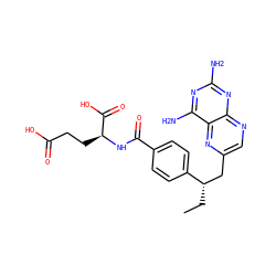 CC[C@@H](Cc1cnc2nc(N)nc(N)c2n1)c1ccc(C(=O)N[C@@H](CCC(=O)O)C(=O)O)cc1 ZINC000001618702