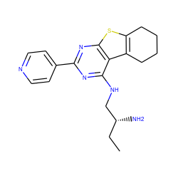 CC[C@@H](N)CNc1nc(-c2ccncc2)nc2sc3c(c12)CCCC3 ZINC000223658828