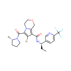 CC[C@@H](NC(=O)c1c(Br)c(C(=O)N2CCC[C@@H]2C)n2c1COCC2)c1ccc(C(F)(F)F)nc1 ZINC000146130907