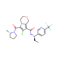 CC[C@@H](NC(=O)c1c(Cl)c(C(=O)N2CCC[C@@H]2C)n2c1COCC2)c1ccc(C(F)(F)F)nc1 ZINC000146078871