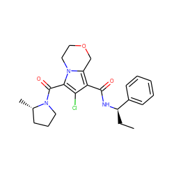 CC[C@@H](NC(=O)c1c(Cl)c(C(=O)N2CCC[C@@H]2C)n2c1COCC2)c1ccccc1 ZINC000146114700