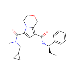 CC[C@@H](NC(=O)c1cc(C(=O)N(C)CC2CC2)n2c1COCC2)c1ccccc1 ZINC000143687509