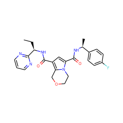 CC[C@@H](NC(=O)c1cc(C(=O)N[C@@H](C)c2ccc(F)cc2)n2c1COCC2)c1ncccn1 ZINC000146068450