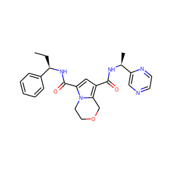 CC[C@@H](NC(=O)c1cc(C(=O)N[C@@H](C)c2cnccn2)c2n1CCOC2)c1ccccc1 ZINC000146103126