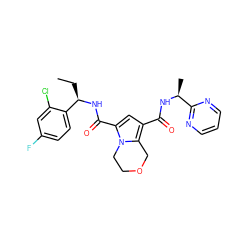 CC[C@@H](NC(=O)c1cc(C(=O)N[C@@H](C)c2ncccn2)c2n1CCOC2)c1ccc(F)cc1Cl ZINC000146108582