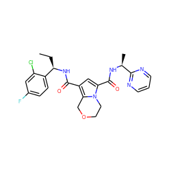 CC[C@@H](NC(=O)c1cc(C(=O)N[C@@H](C)c2ncccn2)n2c1COCC2)c1ccc(F)cc1Cl ZINC000146061259