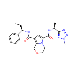 CC[C@@H](NC(=O)c1cc(C(=O)N[C@@H](C)c2nnn(C)n2)n2c1COCC2)c1ccccc1 ZINC000146130517