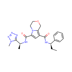 CC[C@@H](NC(=O)c1cc(C(=O)N[C@@H](C)c2nnnn2C)n2c1COCC2)c1ccccc1 ZINC000146079073