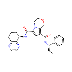 CC[C@@H](NC(=O)c1cc(C(=O)N[C@@H]2CCCc3nccnc32)n2c1COCC2)c1ccccc1 ZINC000146124004