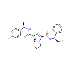 CC[C@@H](NC(=O)c1cc(C(=O)N[C@H](C)c2ccc(F)cc2)c2n1CCS2)c1ccccc1 ZINC000146075417