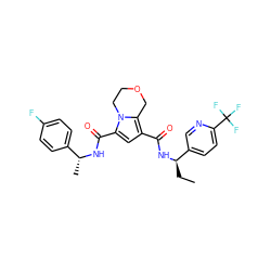 CC[C@@H](NC(=O)c1cc(C(=O)N[C@H](C)c2ccc(F)cc2)n2c1COCC2)c1ccc(C(F)(F)F)nc1 ZINC000146050365