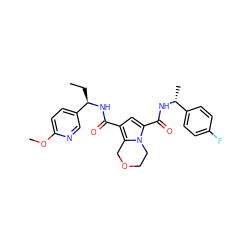 CC[C@@H](NC(=O)c1cc(C(=O)N[C@H](C)c2ccc(F)cc2)n2c1COCC2)c1ccc(OC)nc1 ZINC000146122118