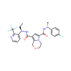 CC[C@@H](NC(=O)c1cc(C(=O)N[C@H](C)c2ccc(F)cc2)n2c1COCC2)c1cccnc1C(F)(F)F ZINC000146121966