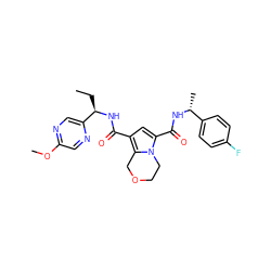 CC[C@@H](NC(=O)c1cc(C(=O)N[C@H](C)c2ccc(F)cc2)n2c1COCC2)c1cnc(OC)cn1 ZINC000146137101