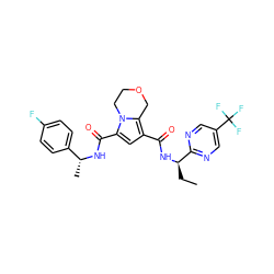 CC[C@@H](NC(=O)c1cc(C(=O)N[C@H](C)c2ccc(F)cc2)n2c1COCC2)c1ncc(C(F)(F)F)cn1 ZINC000146102945