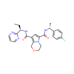 CC[C@@H](NC(=O)c1cc(C(=O)N[C@H](C)c2ccc(F)cc2)n2c1COCC2)c1ncccn1 ZINC000146123028