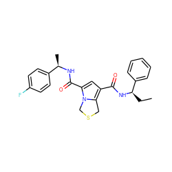 CC[C@@H](NC(=O)c1cc(C(=O)N[C@H](C)c2ccc(F)cc2)n2c1CSC2)c1ccccc1 ZINC000146109355