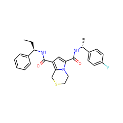 CC[C@@H](NC(=O)c1cc(C(=O)N[C@H](C)c2ccc(F)cc2)n2c1CSCC2)c1ccccc1 ZINC000146107373