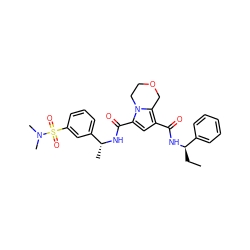 CC[C@@H](NC(=O)c1cc(C(=O)N[C@H](C)c2cccc(S(=O)(=O)N(C)C)c2)n2c1COCC2)c1ccccc1 ZINC001772621432