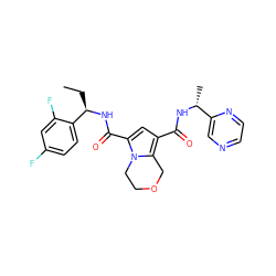 CC[C@@H](NC(=O)c1cc(C(=O)N[C@H](C)c2cnccn2)c2n1CCOC2)c1ccc(F)cc1F ZINC000205562790