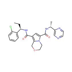 CC[C@@H](NC(=O)c1cc(C(=O)N[C@H](C)c2cnccn2)n2c1COCC2)c1ccccc1Cl ZINC000146127077