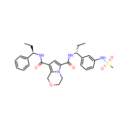 CC[C@@H](NC(=O)c1cc(C(=O)N[C@H](CC)c2cccc(NS(C)(=O)=O)c2)n2c1COCC2)c1ccccc1 ZINC000146062357