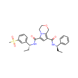 CC[C@@H](NC(=O)c1cc(C(=O)N[C@H](CC)c2cccc(S(C)(=O)=O)c2)n2c1COCC2)c1ccccc1 ZINC000146106755